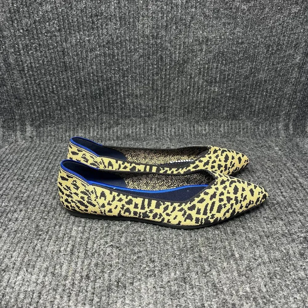 Rothy’s The Point Leopard Cheetah Print Flats Knit Brown Women’s 7 US